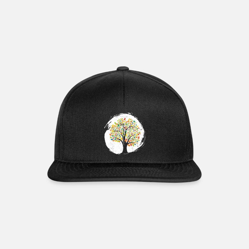 Lebensbaum | Natur Wald Blätter Baum Äste Leben - Snapback Cap - Schwarz/Schwarz