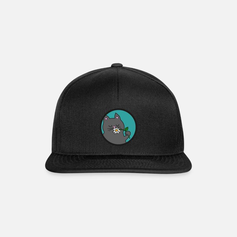 Graue Sommer Katze - Snapback Cap - Schwarz/Schwarz