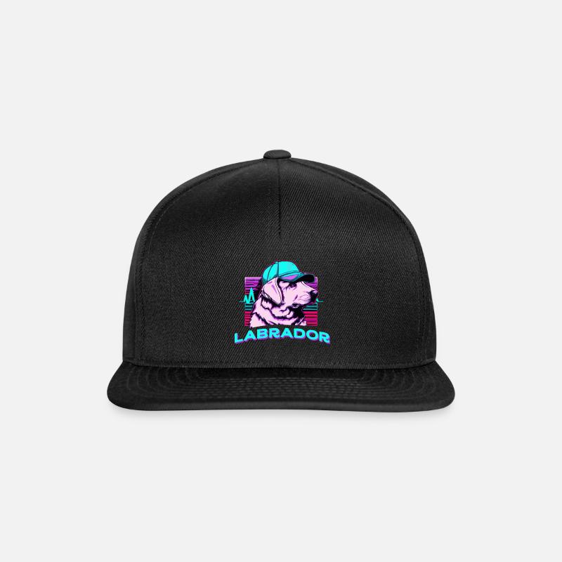 Labrador Synthwave Dog Retriever - Snapback Cap - black/black