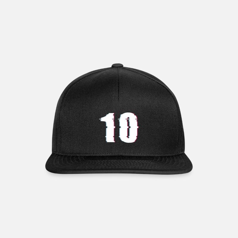 10 Ten Number Effect Distorted Number - Snapback Cap - black/black