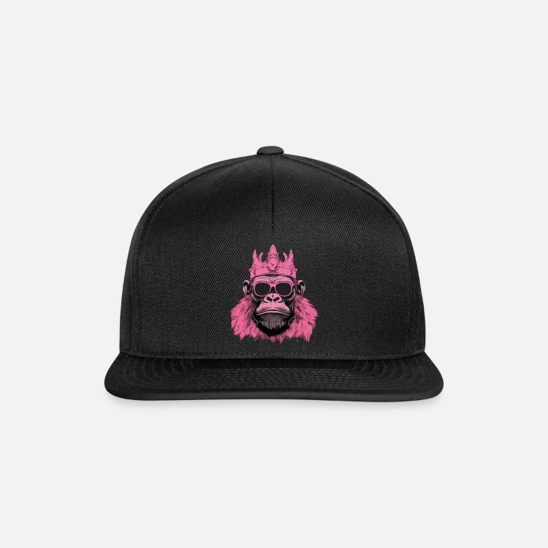 King Pinky Monkey - pinker Affe - Snapback Cap - black/black