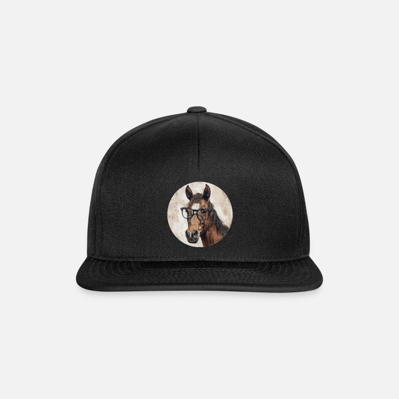 Cheval avec des lunettes - Casquette snapback - noir/noir