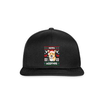Merry Woofma's Corgi Dog Ugly Sweater Christmas - Snapback Cap - black/black - Front