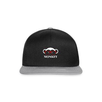 Affe mit Hipster Brille Geschenk Mensch - Snapback Cap - Schwarz/Grau - Vorne
