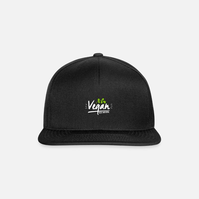 Vegan 100% Natur Tier Fleisch Geschenk vegetarisch - Snapback Cap - Schwarz/Schwarz
