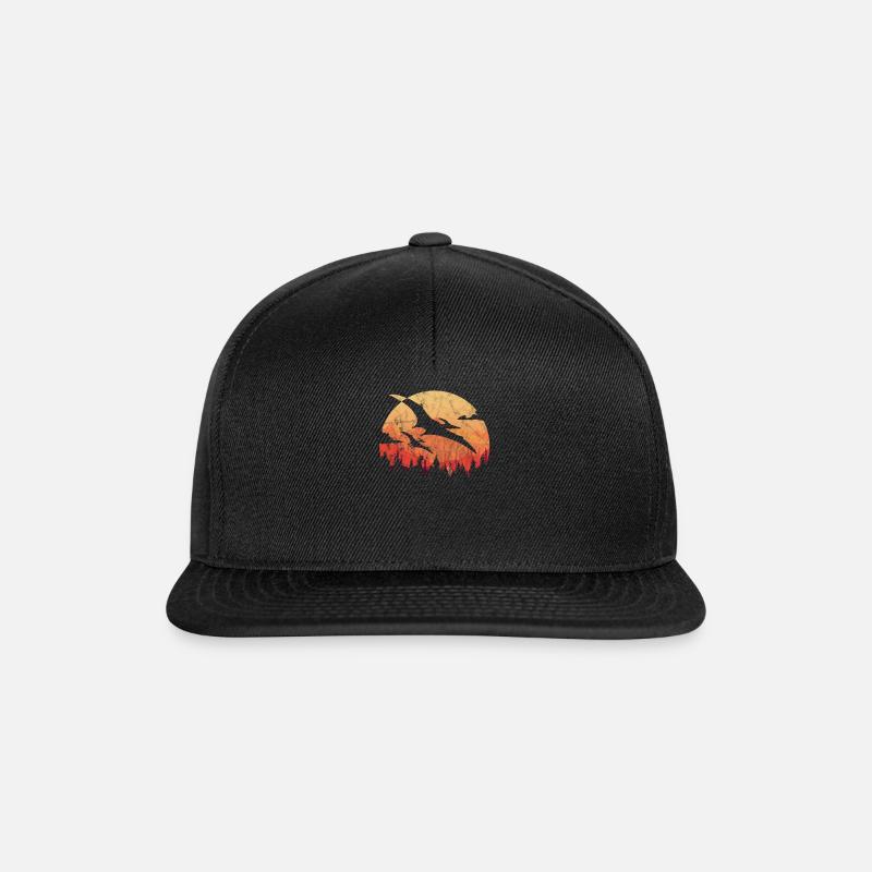 Dino Geschenk Kind Sohn Dinosaurier Silhouette Rex - Snapback Cap - Schwarz/Schwarz