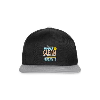 Lustiges sauberes Haus - Snapback Cap - Schwarz/Grau - Vorne