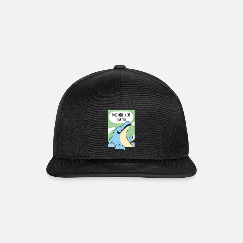 Comic Gift Dolphin Saying Intelligence Party Zoo - Snapback Cap - black/black