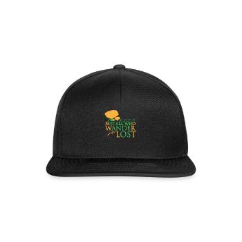 Lustige Pilz Nicht alle, die wandern sind verloren Geschenk - Snapback Cap - Schwarz/Schwarz - Vorne