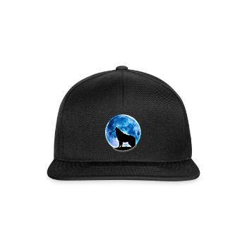 Wolf full moon - Snapback Cap - black/black - Front