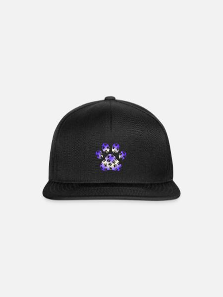 Hundepfote lila Hunde Geschenk Wuff Hundeliebhaber - Snapback Cap - Schwarz/Schwarz