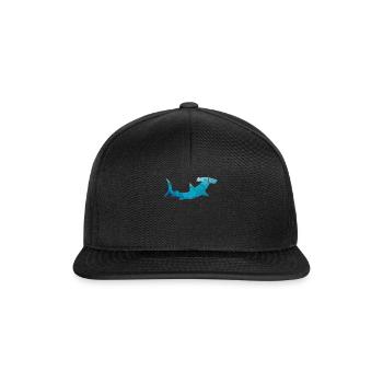 Hai Geschenk Hammerhai Fisch Meer Sohn Zoo Kontur - Snapback Cap - Schwarz/Schwarz - Vorne