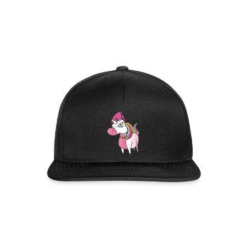 Wütendes Einhorn - Snapback Cap - Schwarz/Schwarz - Vorne