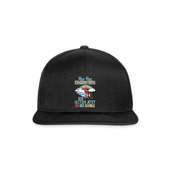 Einhorn 1. Klasse Einschulung Schulanfang Geschenk - Snapback Cap - Schwarz/Schwarz - Vorne