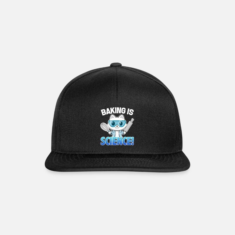 Baking is Science Katze - Snapback Cap - Schwarz/Schwarz