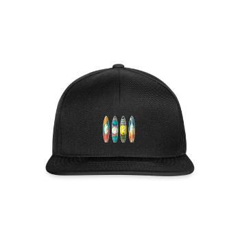 Surf board surfer sport sun gift idea youth - Snapback Cap - black/black - Front