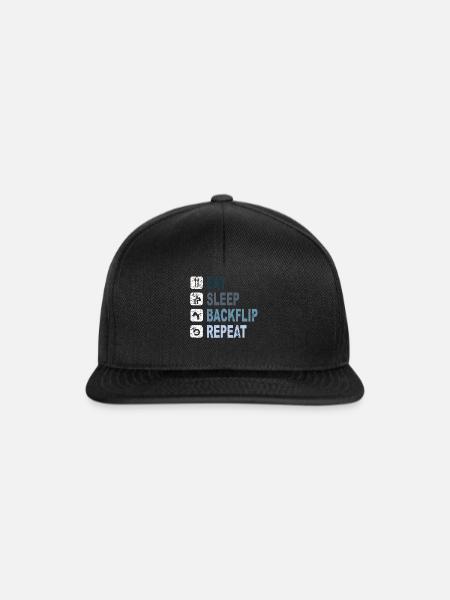 BackFlip, Parkour, Freerun, Sport, Geschenk - Snapback Cap - Schwarz/Schwarz