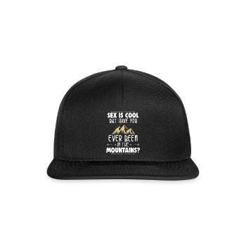 Berge Shirt · Bergsteigen · Wandern · Berge? - Snapback Cap - Schwarz/Schwarz - Vorne