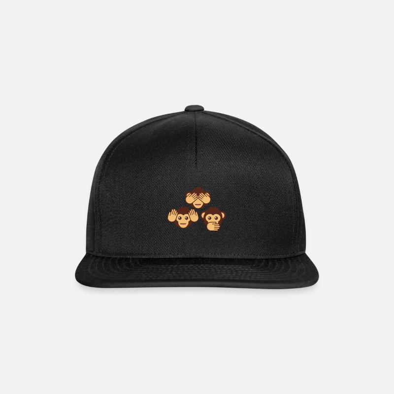 Three monkeys - one blind, one deaf, one dumb - Snapback Cap - black/black
