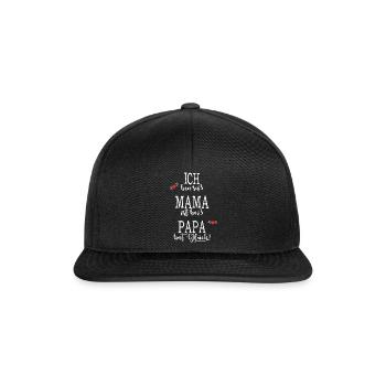 Papa Mama Baby Vatertag Glueck - Snapback Cap - Schwarz/Schwarz - Vorne