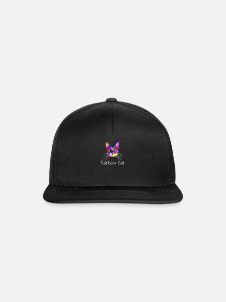 Regenbogen Katze - Snapback Cap - Schwarz/Schwarz
