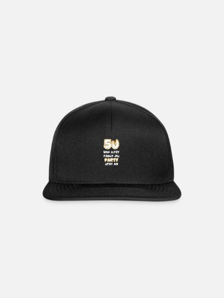 50. Geburtstag - 50 Jahre - fünfzig - Geschenk - Snapback Cap - Schwarz/Schwarz