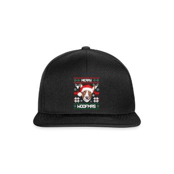 Merry Woofma's Bull Terrier Dog Ugly Sweater - Snapback Cap - black/black - Front