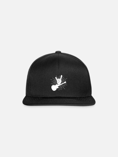 Hand-Rock-Zeichen-Schwermetallgitarre Einzigartiger Rocker - Snapback Cap - Schwarz/Schwarz