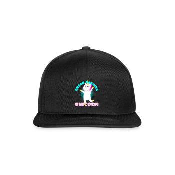 Breakdancing Einhorn Unicorn Geschenkidee Breaking - Snapback Cap - Schwarz/Schwarz - Vorne