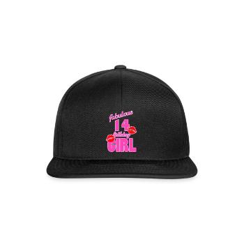 fabulous 14 birthday girl 14th birthday pink Kiss - Snapback Cap - black/black - Front