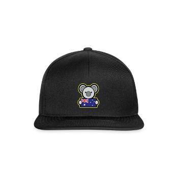 Koala Australien Geschenk Kinder Weihnachten - Snapback Cap - Schwarz/Schwarz - Vorne