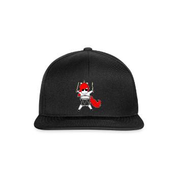 Drummer Einhorn - Einhorn liebt Schlagzeug - Snapback Cap - Schwarz/Schwarz - Vorne