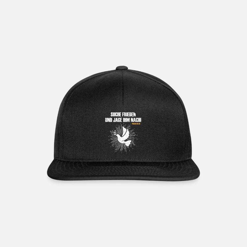 SUCHE FRIEDEN UND JAGE IHM NACH PSALM 34,15 - Snapback Cap - Schwarz/Schwarz