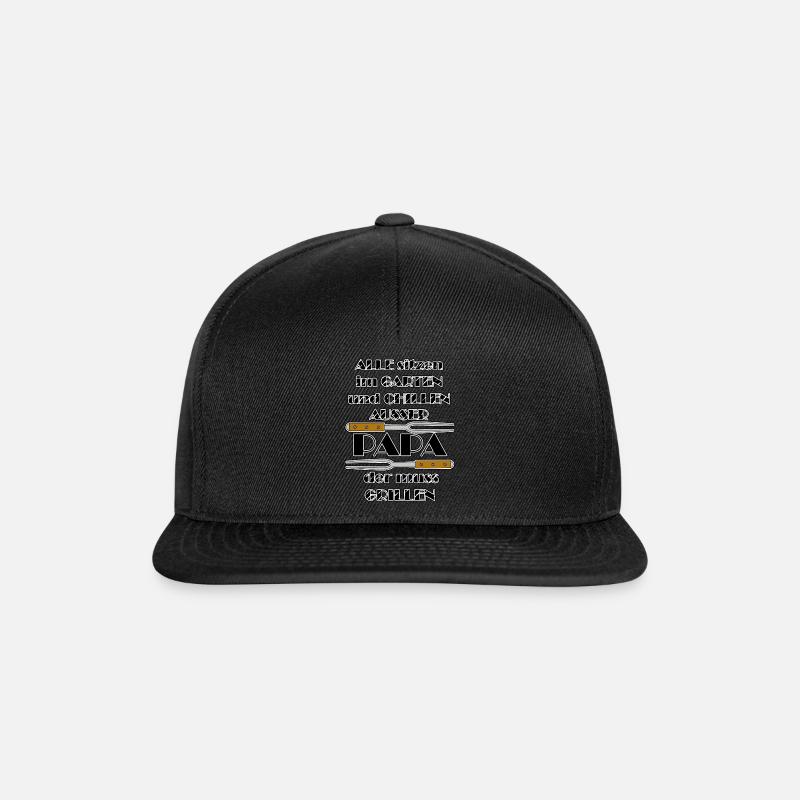 Lustiger Grill-Spruch - Papa Chillen Grillen - Snapback Cap - Schwarz/Schwarz