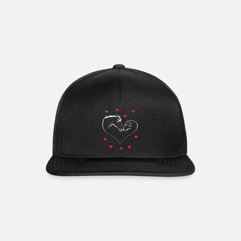 Pferd und Hund bilden Herz - Snapback Cap - Schwarz/Schwarz