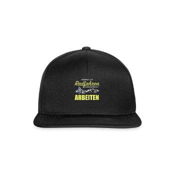 GEBOREN ZUM RADFAHREN | Cooler Fahrrad Spruch - Snapback Cap - Schwarz/Schwarz - Vorne