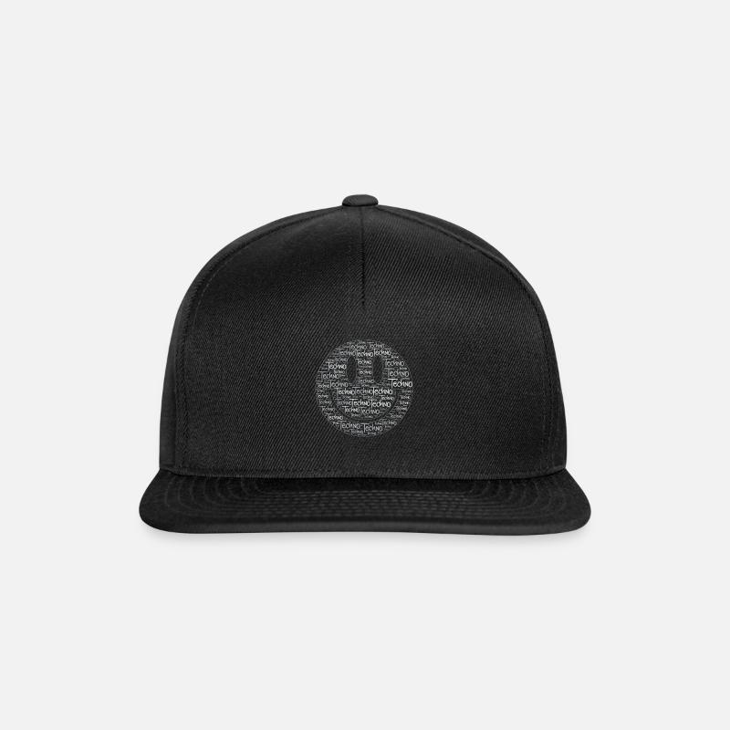 TECHNO Smile | Rave Party Musik DJ Geschenk - Snapback Cap - Schwarz/Schwarz