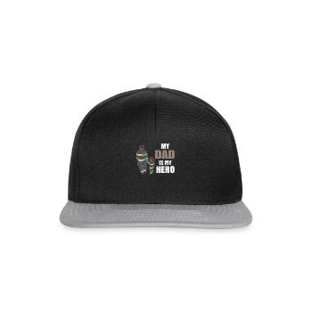 MY DAD IS MY HERO FIREMAN PAPA HERO - Snapback Cap - black/grey - Front