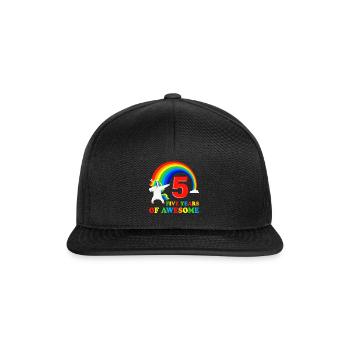 5th birthday gift 5 years dabbing unicorn - Snapback Cap - black/black - Front
