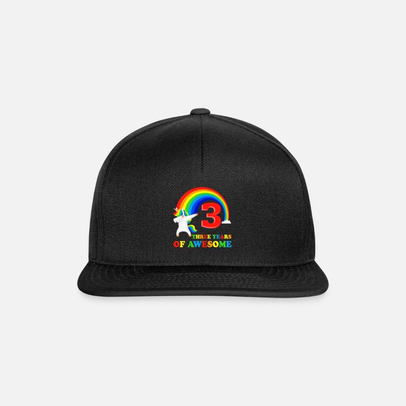 3rd birthday gift 3 years dabbing unicorn - Snapback Cap - black/black