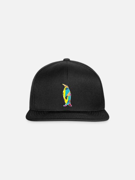 Geometrischer Pinguin - Snapback Cap - Schwarz/Schwarz