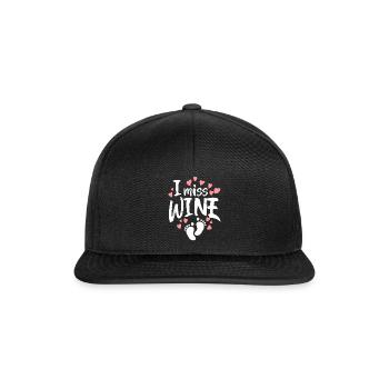 Schwanger Schwangerschaft Baby Wein Geschenkidee - Snapback Cap - Schwarz/Schwarz - Vorne
