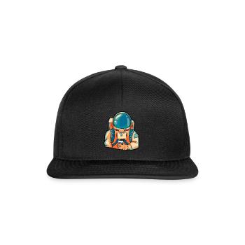 Kaffee Barista Astronaut Espresso Weltraum Filter - Snapback Cap - Schwarz/Schwarz - Vorne