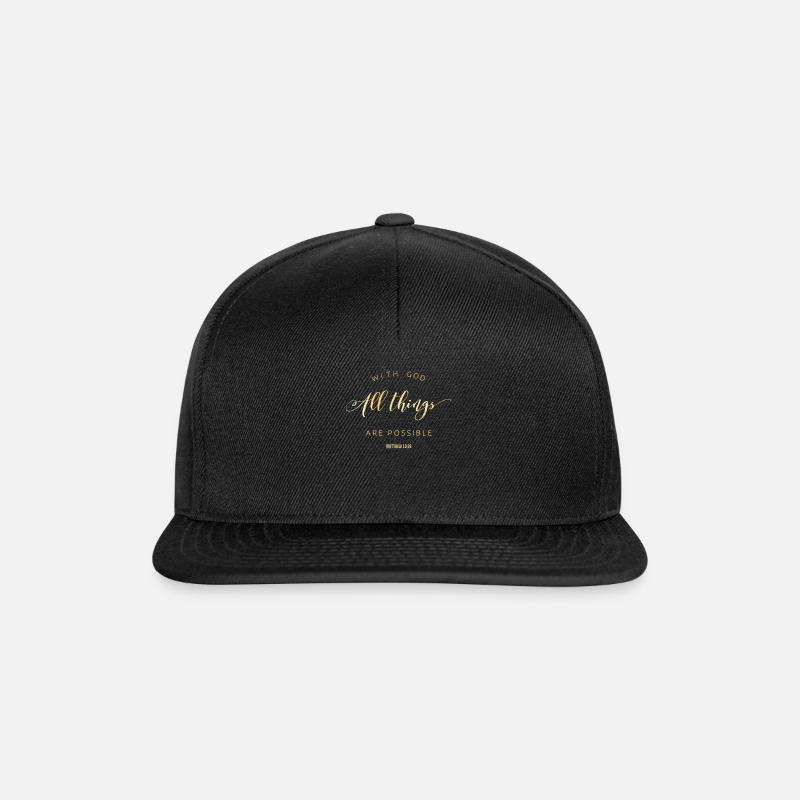 Avec Dieu, tout est possible - Matthieu 19:26 - Casquette snapback - noir/noir