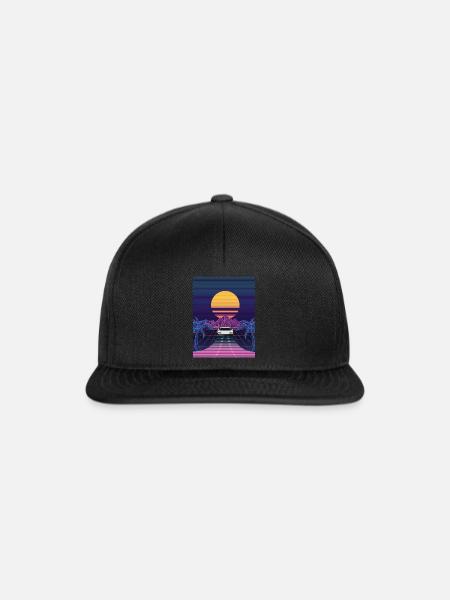 Vaporwave Vintage Sportwagen - Snapback Cap - Schwarz/Schwarz