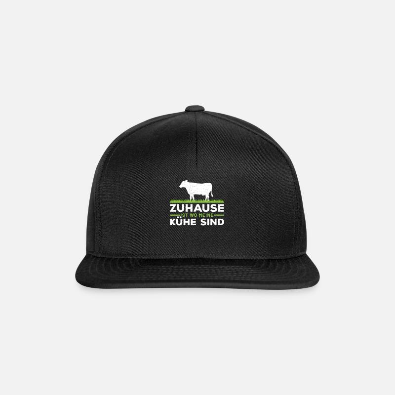 Kuh Landwirt Traktor Cow Dame Mann Herr Sprüche - Snapback Cap - Schwarz/Schwarz