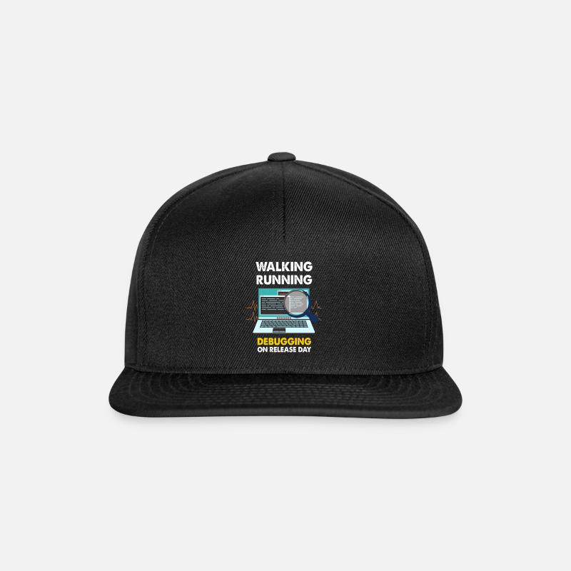 Walking Running Debugging on releas day Shirt - Snapback Cap - Schwarz/Schwarz