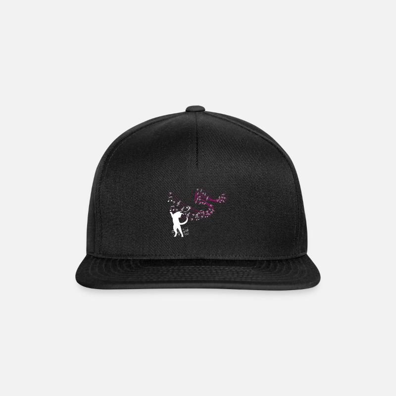 Katze Fängt Musiknoten - Snapback Cap - Schwarz/Schwarz