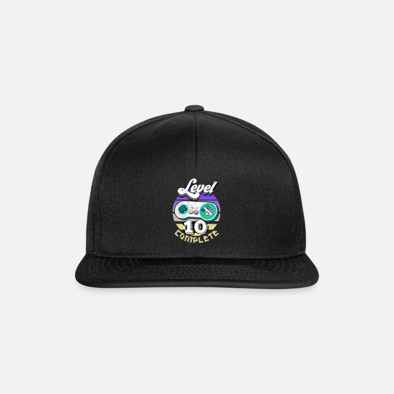 Player Gamer 10 Jahre Geschenkidee - Snapback Cap - Schwarz/Schwarz