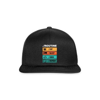 Eat Sleep Code Repeat Programmierer - Snapback Cap - Schwarz/Schwarz - Vorne